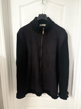 Genesis Suede Zip Jacket with 100% virgin wool